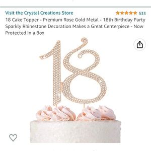 Rose Gold Cake Topper for 18th Birthday! Brand New in box!